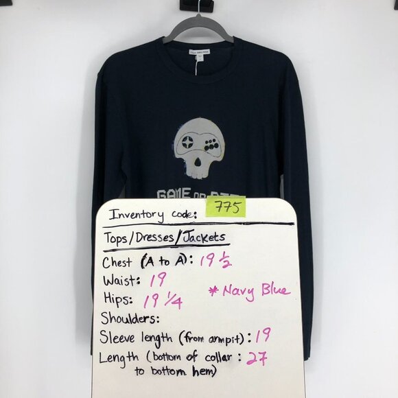 NWT James Perse Men's Black Long Sleeve Skull Graphic Gamer T-shirt 1 (=S) - Picture 11 of 12